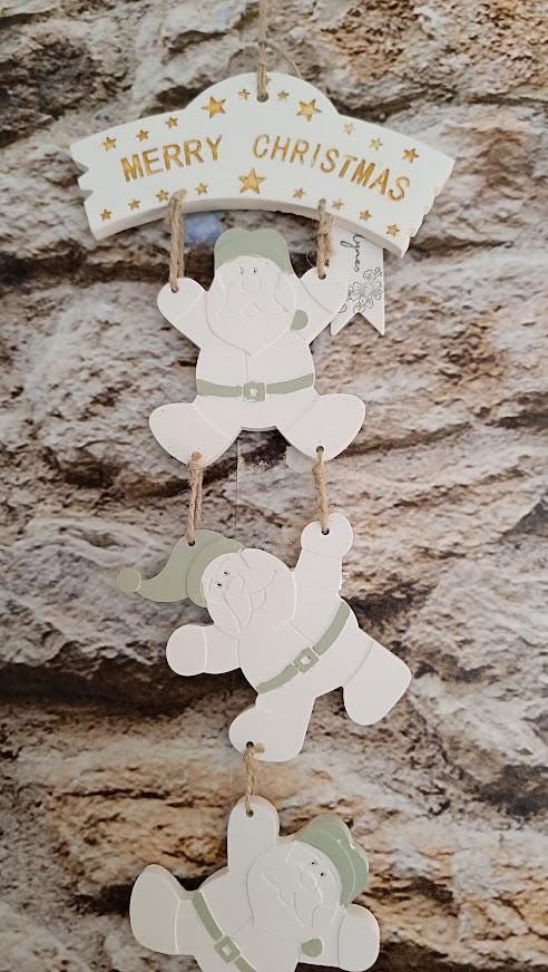 Guirlande Pères Noël blanche et verte