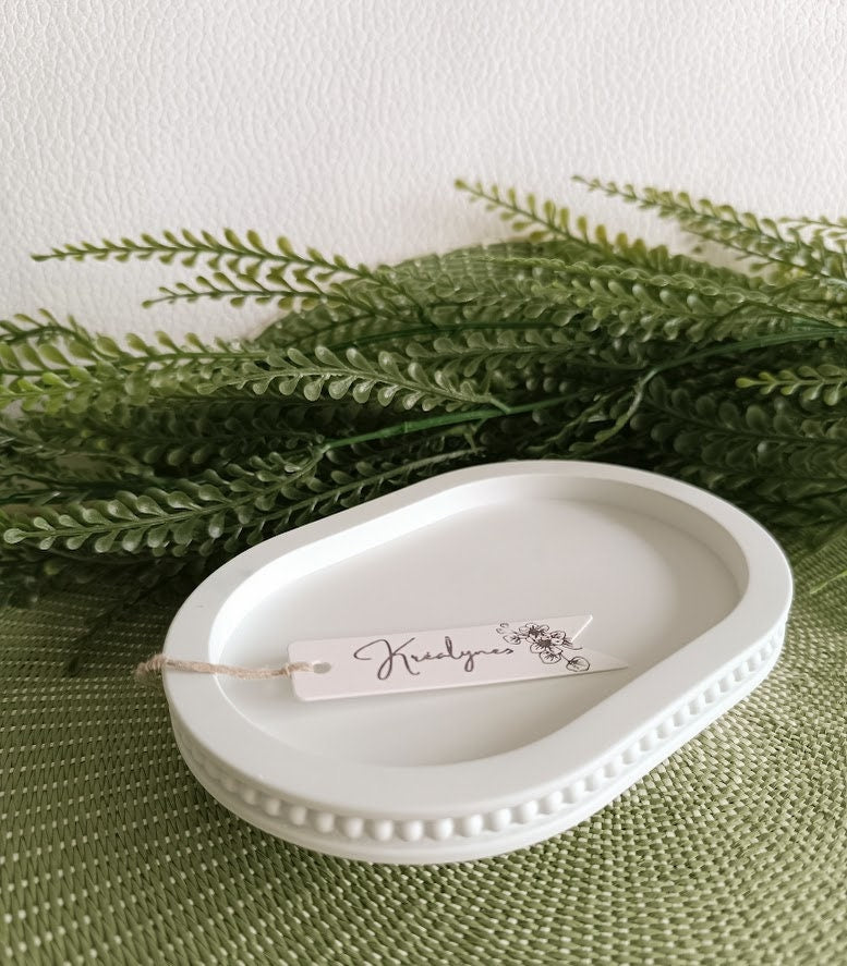 Petit plateau de rangement  vert d'eau "Perles".