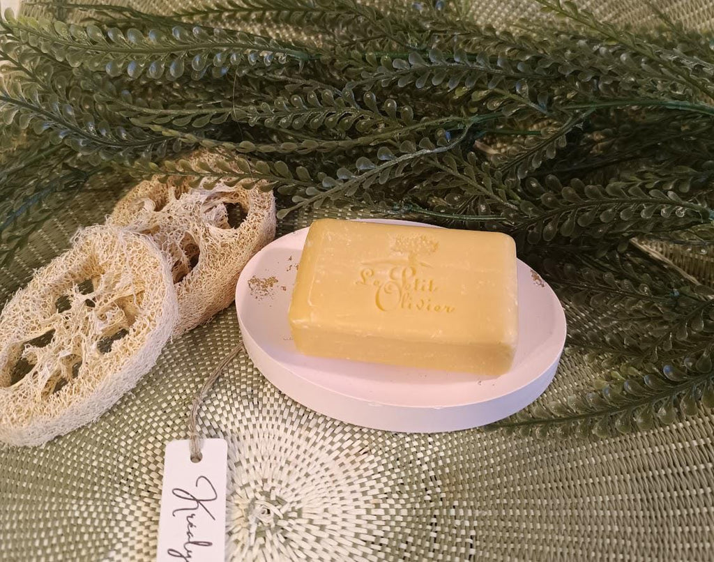 Porte-savon oval rose et or