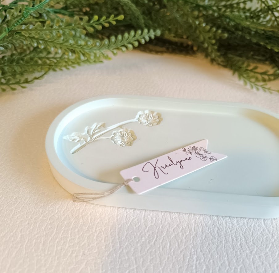 Plateau de rangement turquoise clair motif fleurs des champs.