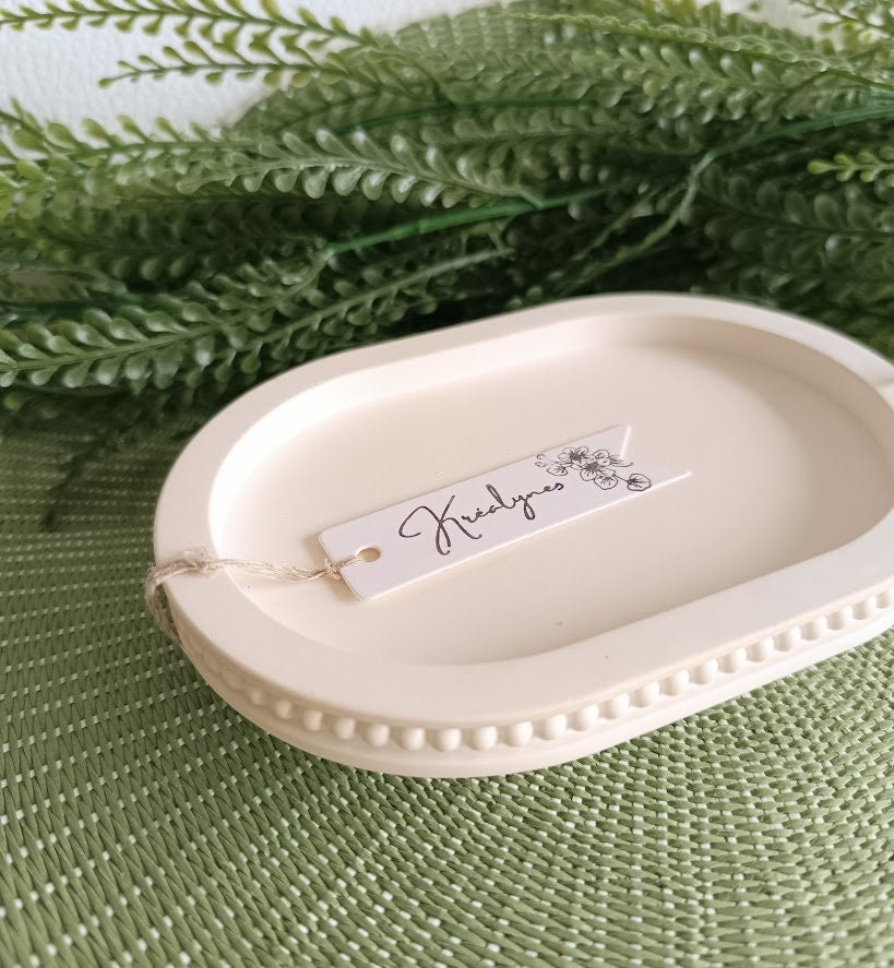 Petit plateau de rangement  ivoire "Perles".