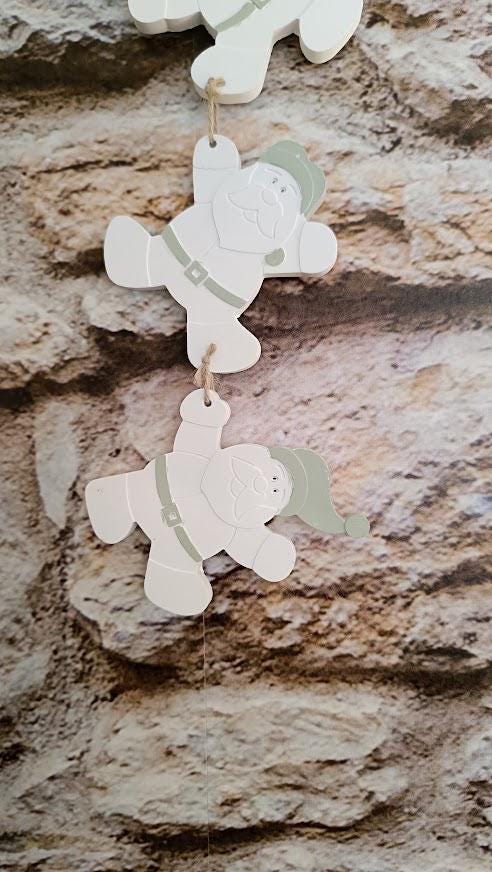 Guirlande Pères Noël blanche et verte