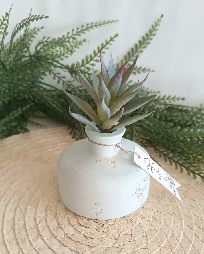 Petit vase diffuseur de parfum turquoise et or