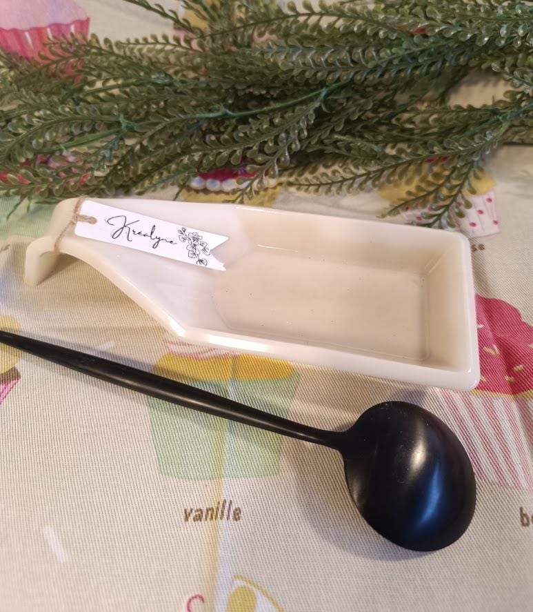 Repose cuillère en résine beige marbré