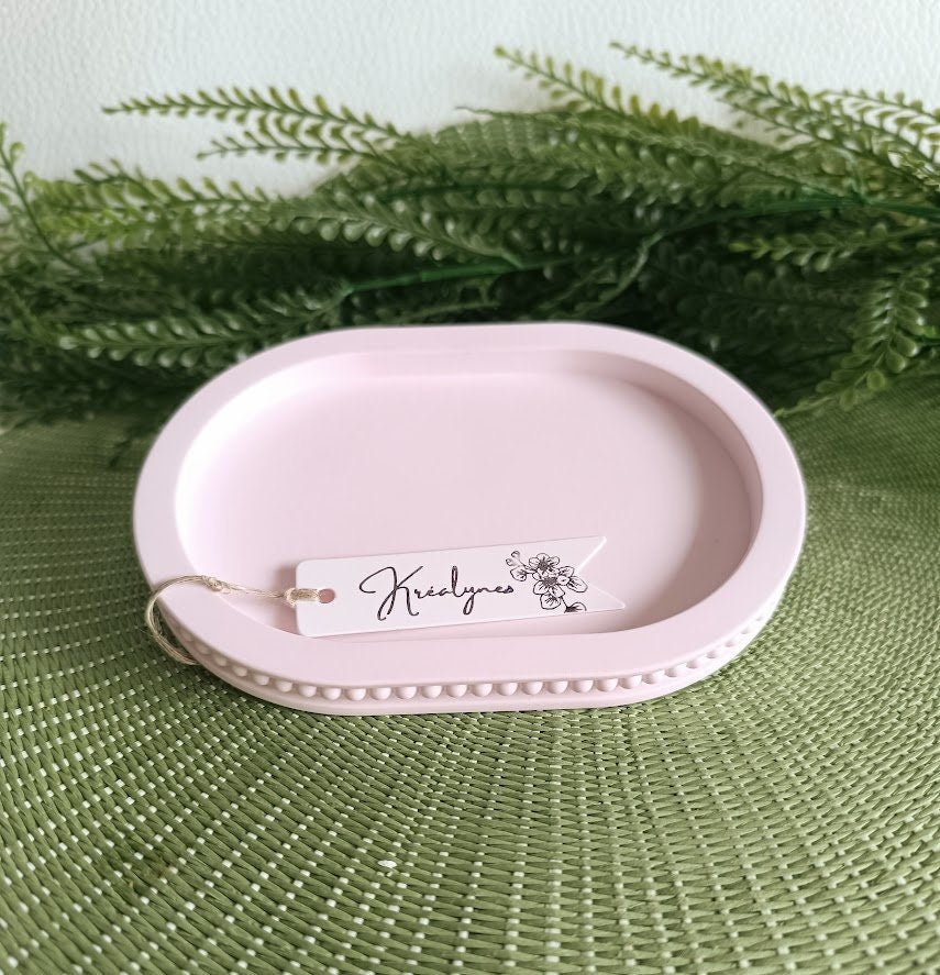 Petit plateau de rangement  rose "Perles".