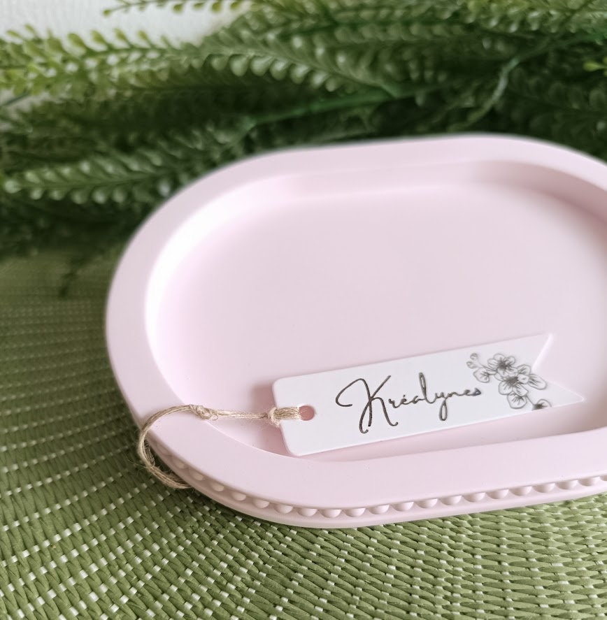 Petit plateau de rangement  rose "Perles".