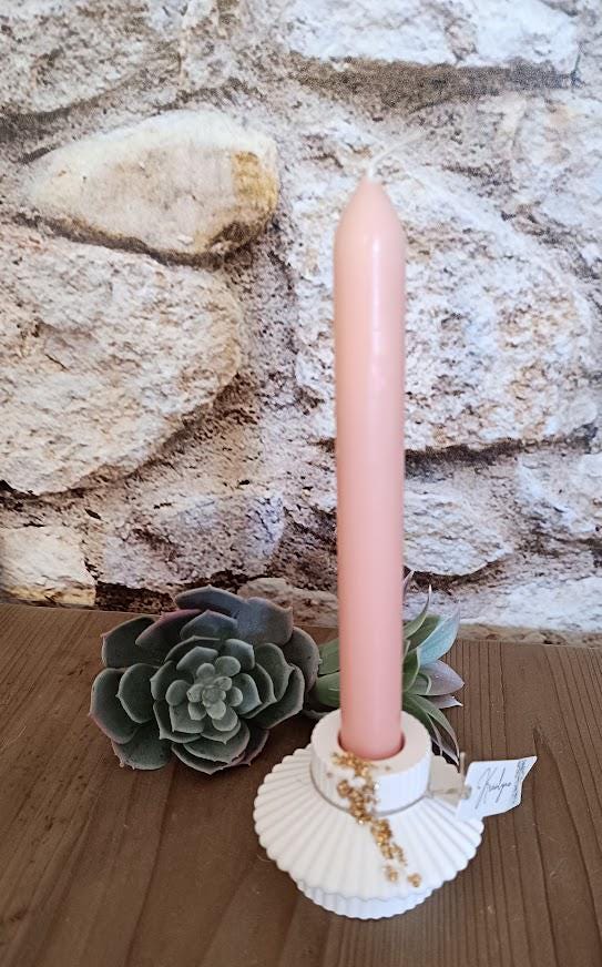 Bougeoir blanc et or