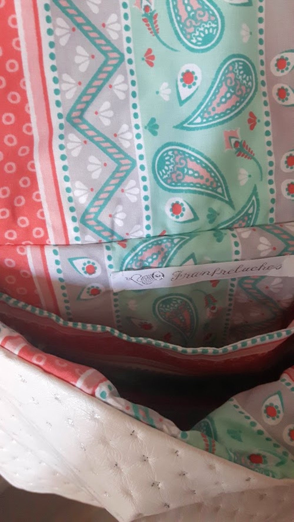 Sac bandoulière simili blanc et turquoise