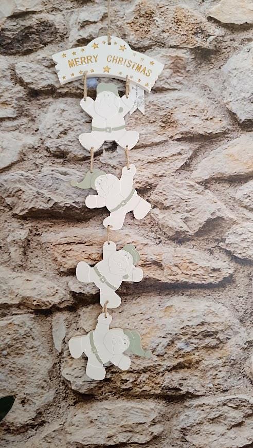 Guirlande Pères Noël blanche et verte