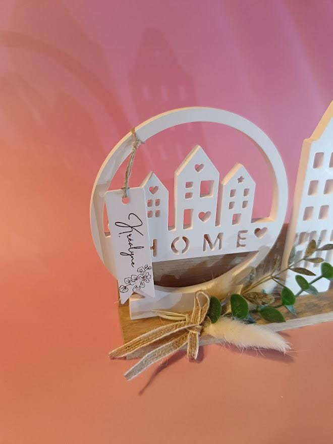 Décoration à poser "Home"  fleurs séchées